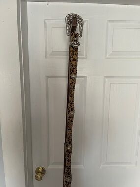 Leopard Print Western Rhinestone Belt